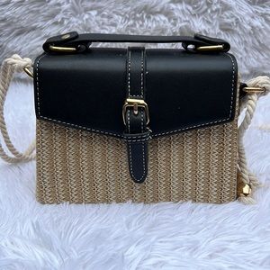 Beautiful small Summer bag black and natural straw